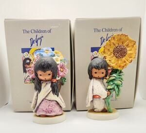 Goebel DeGrazia Children of DeGrazia "Flower Girl" & "The Sunflower" w/ Boxes